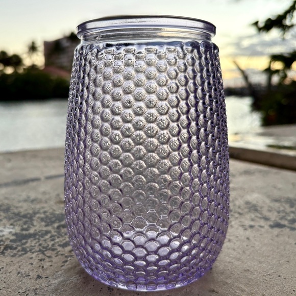 Purple Glass Bouquet Vase Lavender Honeycomb Decor Y2K Flower Accessory Birthday - Picture 5 of 13
